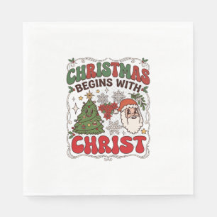 Weihnachten Beginnt Christus Weihnachtsmann Baum S Serviette