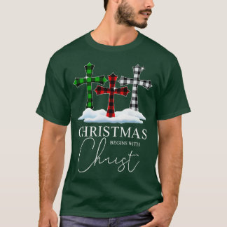 Weihnachten beginnt mit Christus Jesus Kreuz Chris T-Shirt