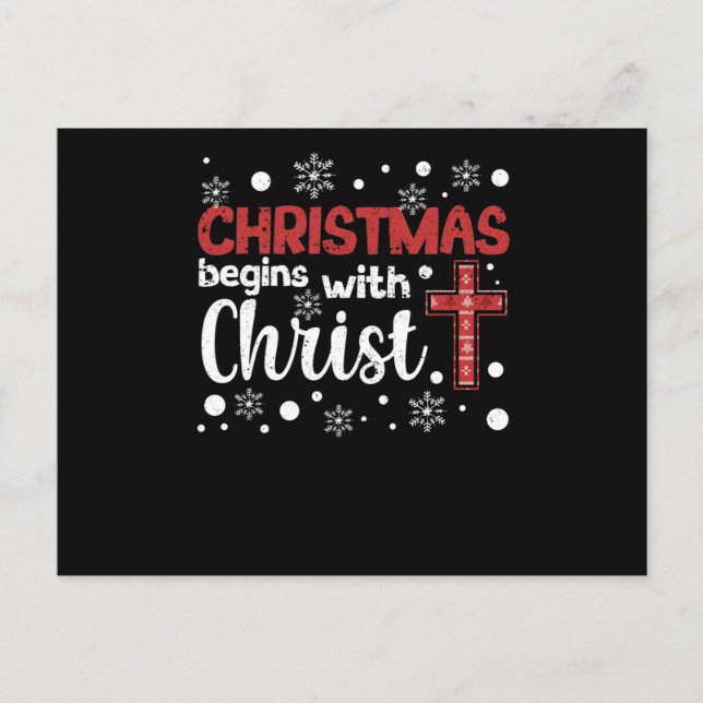 Weihnachten beginnt mit Christus Jesus Xmas Pyjama Postkarte (Vorderseite)