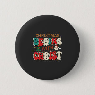 Weihnachten Beginnt Mit Christus Retro Santa Button