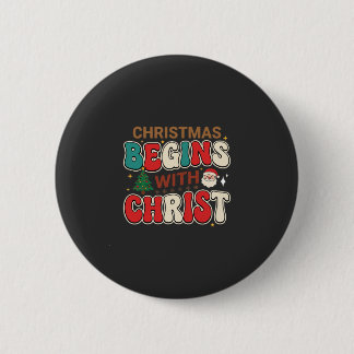 Weihnachten Beginnt Mit Christus Retro Santa Button