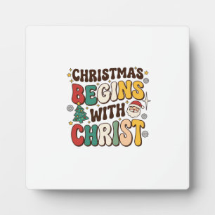 Weihnachten beginnt mit Christus Santa Baum Design Fotoplatte