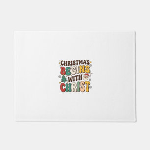Weihnachten beginnt mit Christus Santa Baum Design Fußmatte