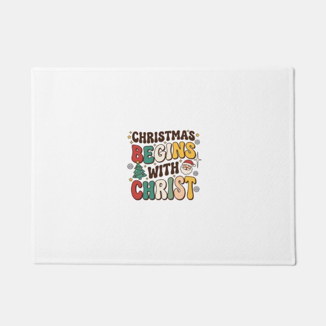 Weihnachten beginnt mit Christus Santa Baum Design Fußmatte (Vorderseite)