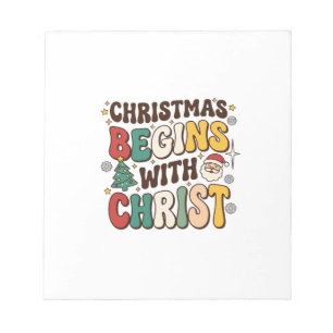 Weihnachten beginnt mit Christus Santa Baum Design Notizblock