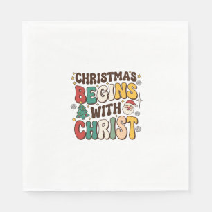 Weihnachten beginnt mit Christus Santa Baum Design Serviette