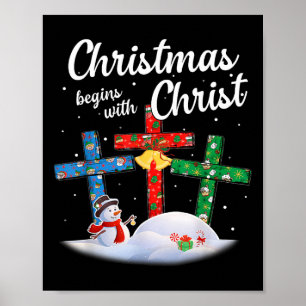 Weihnachten Beginnt Mit Christus Schneemann Christ Poster