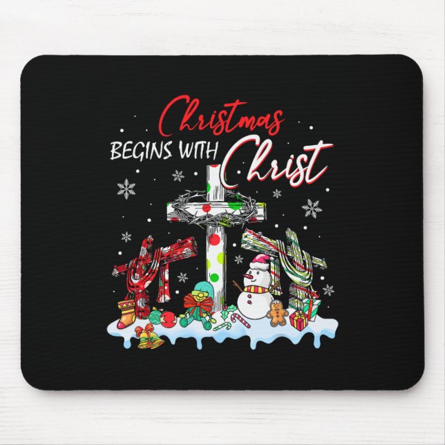 Weihnachten beginnt mit Christus Snowman Christlic Mousepad (Vorne)
