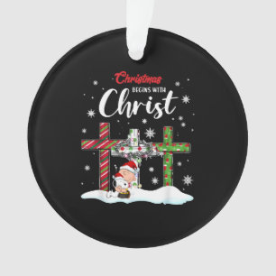 Weihnachten beginnt mit Christus Snowman Christlic Ornament