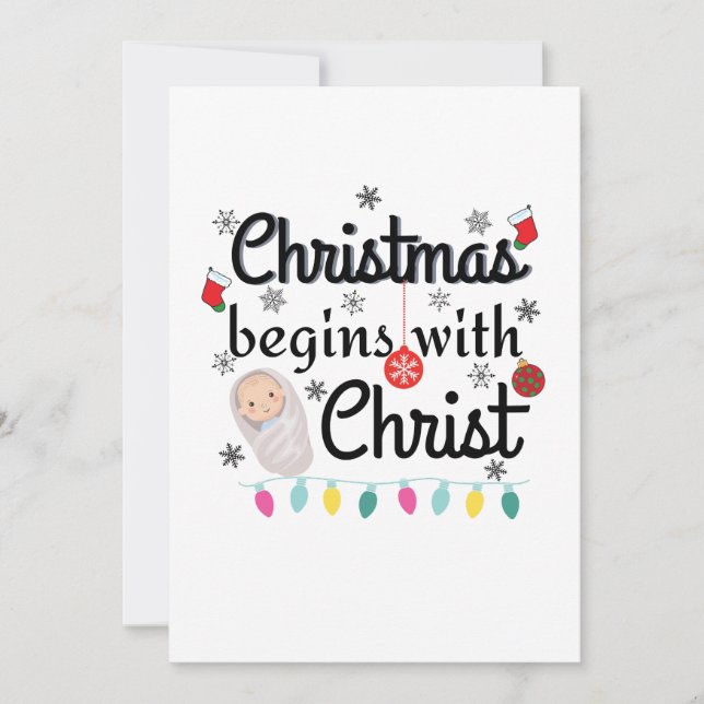 Weihnachten beginnt mit Christus T - Shirt Einladung (Vorderseite)