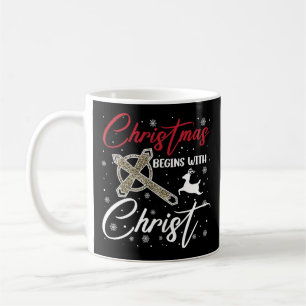 Weihnachten beginnt mit Christus Xmas Christlich Kaffeetasse