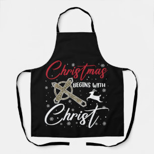 Weihnachten beginnt mit Christus Xmas Christlich Schürze