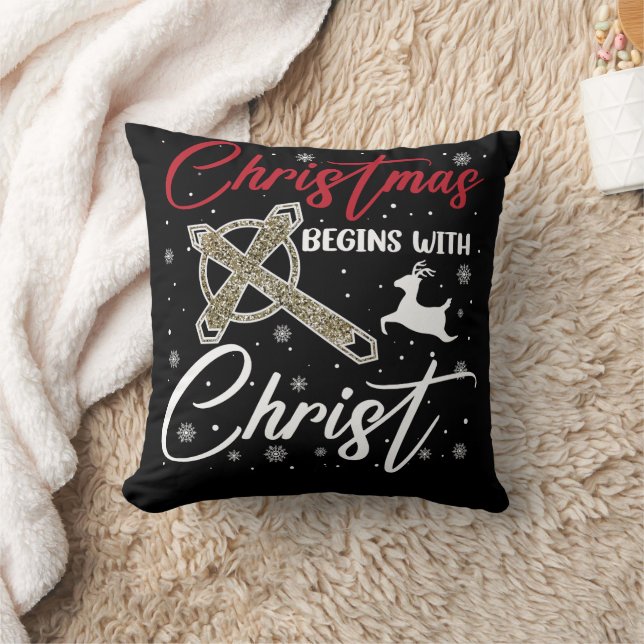 Weihnachten beginnt mit Weihnachten Weihnachten Ch Kissen (Decke)