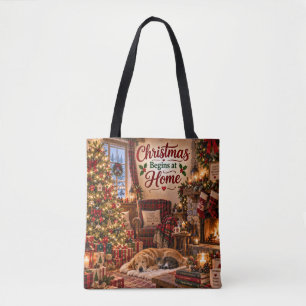 Weihnachten beginnt zu Hause Tragetasche Tasche