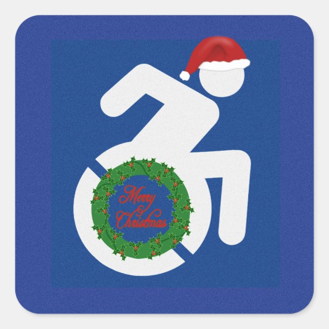 Weihnachten behindert quadratischer aufkleber (Vorderseite)