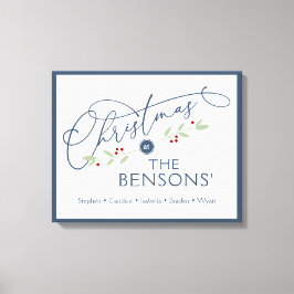 "Weihnachten bei" Familienname Holiday SVG Leinwanddruck