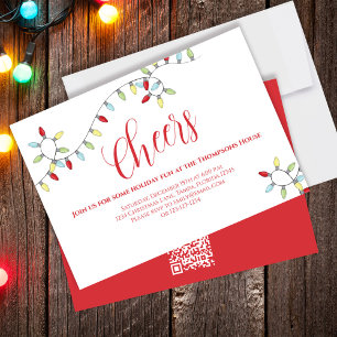 Weihnachten Beifall Farbige String Lights QR Code Einladung