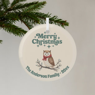 Weihnachten beige Geschenk süße Eule Ornament Aus Glas