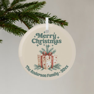Weihnachten beige rustikal Geschenkbox grün Ornament Aus Glas