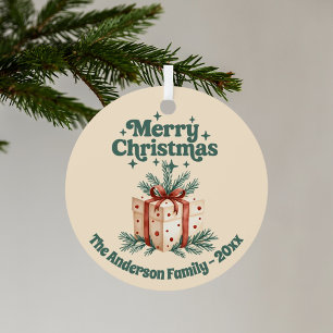 Weihnachten beige rustikal Geschenkbox grün Ornament Aus Metall