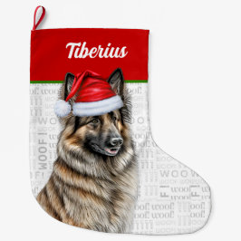 Weihnachten Belgische Tervuren mit Hundenname Großer Weihnachtsstrumpf