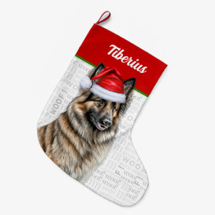 Weihnachten Belgische Tervuren mit Hundenname Großer Weihnachtsstrumpf