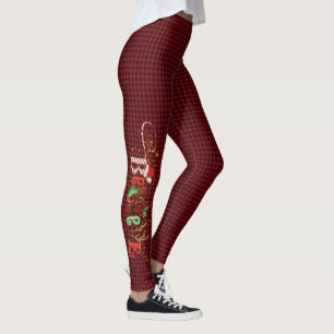 Weihnachten BELIEVE Red Black Kariert Leggings
