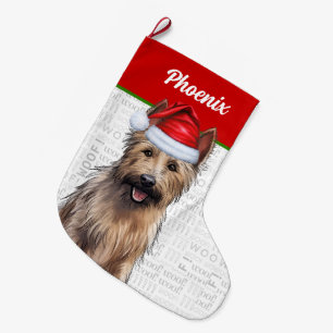 Weihnachten Berger Picard mit dem Namen des Hundes Großer Weihnachtsstrumpf