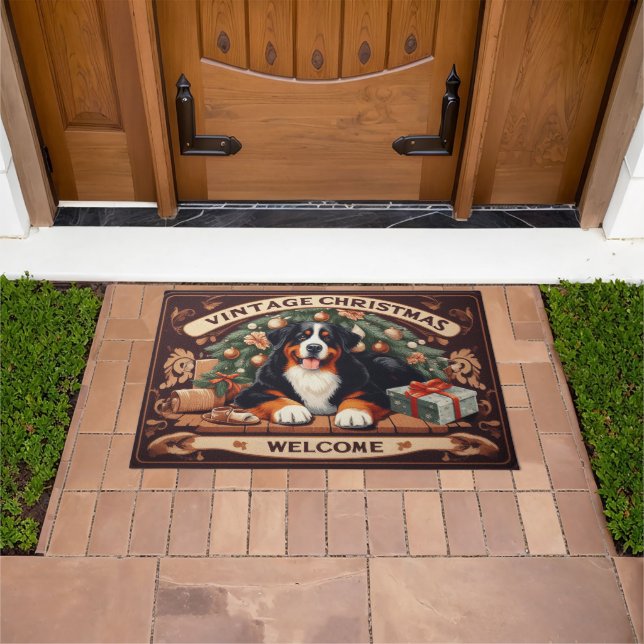 Weihnachten Berner Berg Hund Willkommen Fußmatte (Außenbereich)