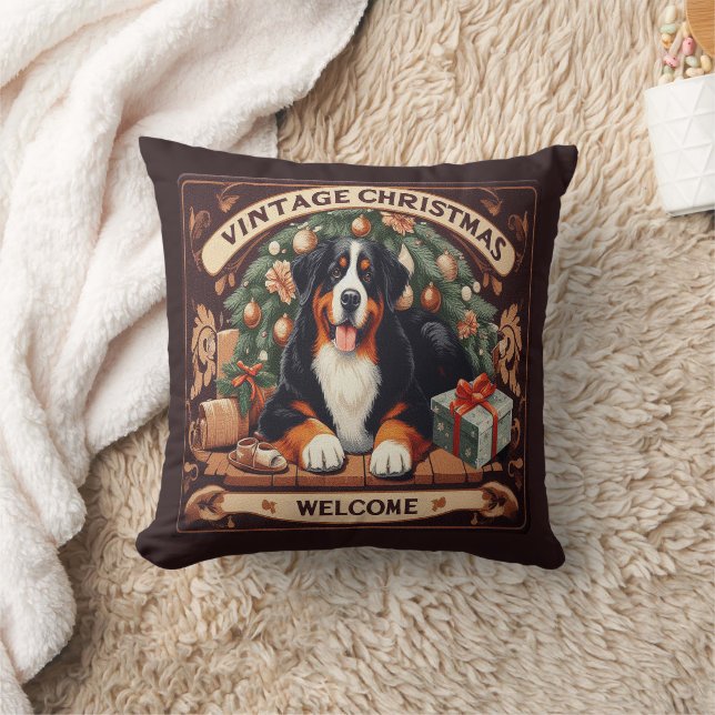Weihnachten Berner Berg Hund Willkommen Kissen (Decke)