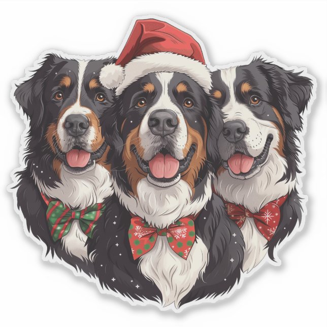 Weihnachten Berner Hunde Aufkleber (Vorderseite)