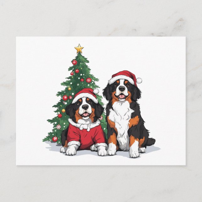 Weihnachten Berner Hunde Postkarte (Vorderseite)