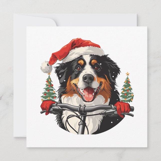 Weihnachten Bernese Mountain Dog Biking (Vorderseite)