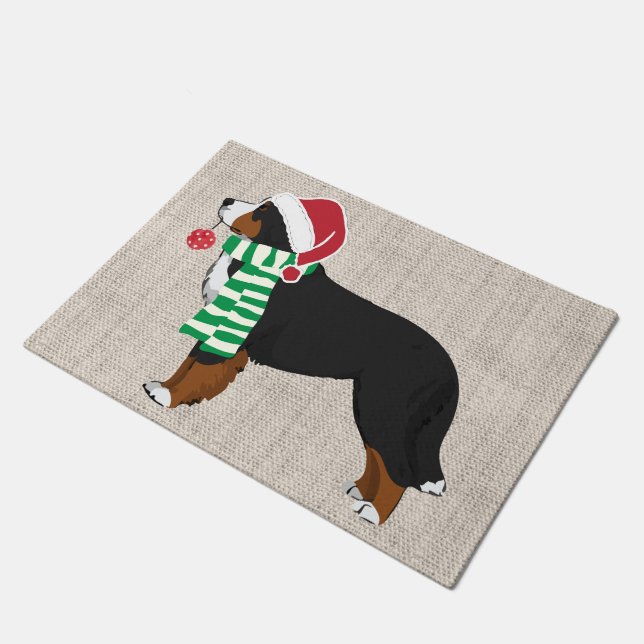 Weihnachten Bernese Mountain Dog Burlap Fußmatte (Schrägansicht)