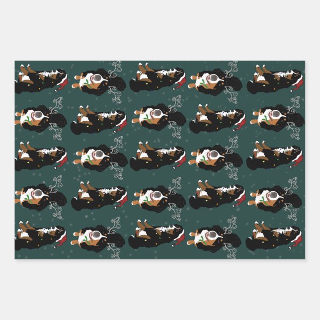 Weihnachten Bernese Mountain Dog  Geschenkpapier Set (Vorderseite)