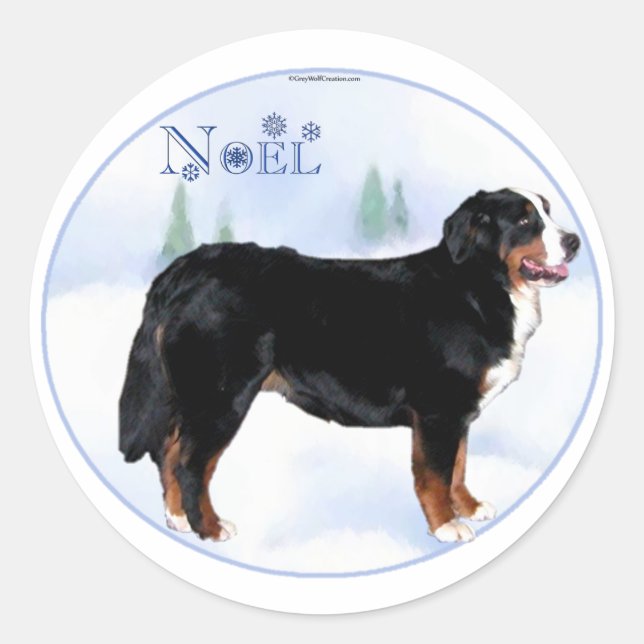 Weihnachten Bernese Mountain Dog - Maßgeschneidert Runder Aufkleber (Vorderseite)