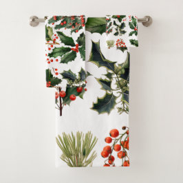 Weihnachten Berries Holly Verlasse. Weihnachtsberr Badhandtuch Set
