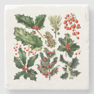 Weihnachten Berries Holly Verlasse. Weihnachtsberr Steinuntersetzer