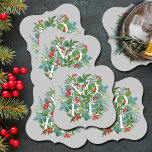 WEIHNACHTEN Berries und Grüne Weihnachten Untersetzer<br><div class="desc">Das Wort WEIHNACHTEN unter den Blätter und Beeren auf grauem Hintergrund (oder in jeder Farbe),  sind diese Untersetzer elegant für jeden Weihnachtsfeiertag. PASSENDE Artikel in unserem Geschäft.</div>
