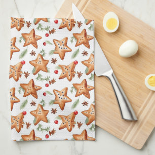 Weihnachten Berry Cinnamon Brot Nahtloses Muster Geschirrtuch