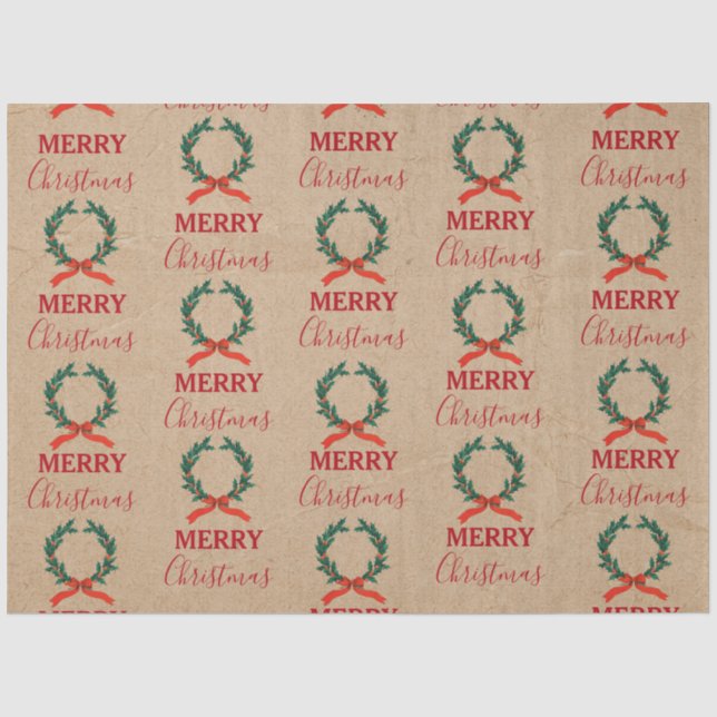 Weihnachten Berry Wreath Holiday Kraft Seidenpapier (Vorderseite)