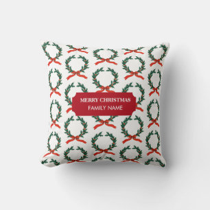 Weihnachten Berry Wreath Individuelle Name Kissen