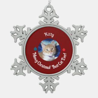 Weihnachten, Beste Katze Aller Zeiten , Katzenfoto Schneeflocken Zinn-Ornament