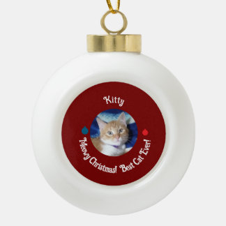 Weihnachten, beste Katze überhaupt, Katzenfoto, Keramik Kugel-Ornament