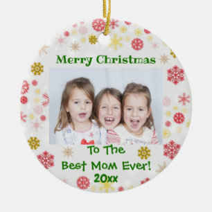 Weihnachten Beste Mama je Kinder Foto Jahr Keramik Ornament