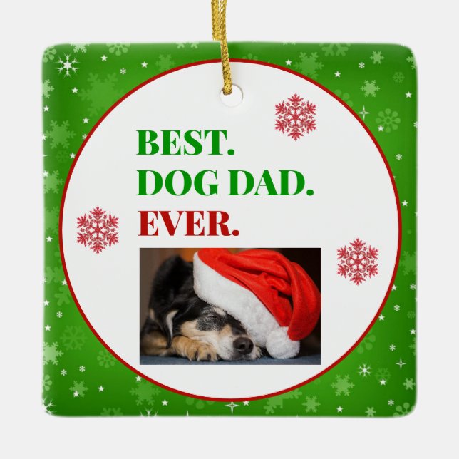 Weihnachten Bester Hund Vater je Foto Keramikornament (Vorderseite)