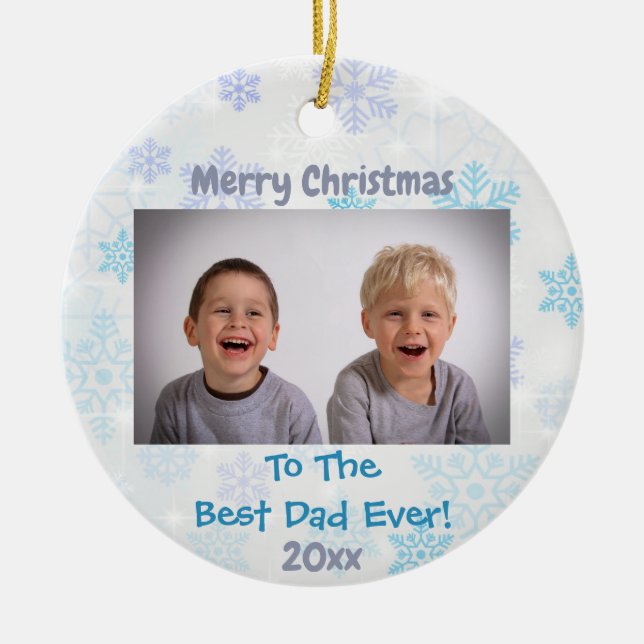 Weihnachten Bester Vater je Kinder Foto Jahr Keramik Ornament (Vorne)