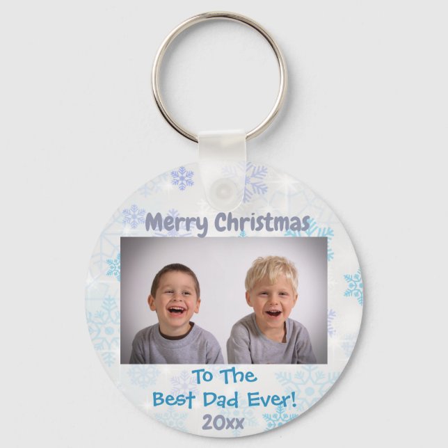 Weihnachten Bester Vater je Kinder Foto Jahr Schlüsselanhänger (Vorderseite)