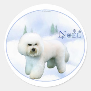 Weihnachten Bichon Frise - Maßgeschneidert Runder Aufkleber