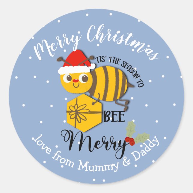 Weihnachten Bienenhonig als Kindergeschenk Verpack Runder Aufkleber (Vorderseite)